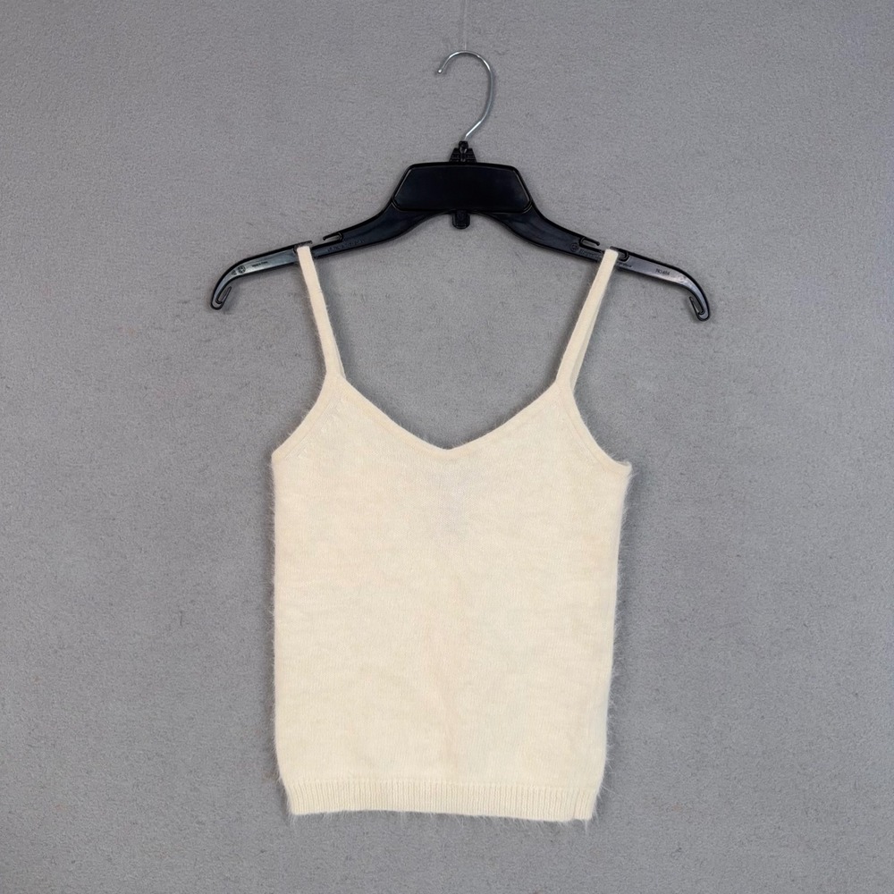 Ralph Lauren Camisole Women XS Ivory Angora Wool Blend Knit Tank Top Minimalist